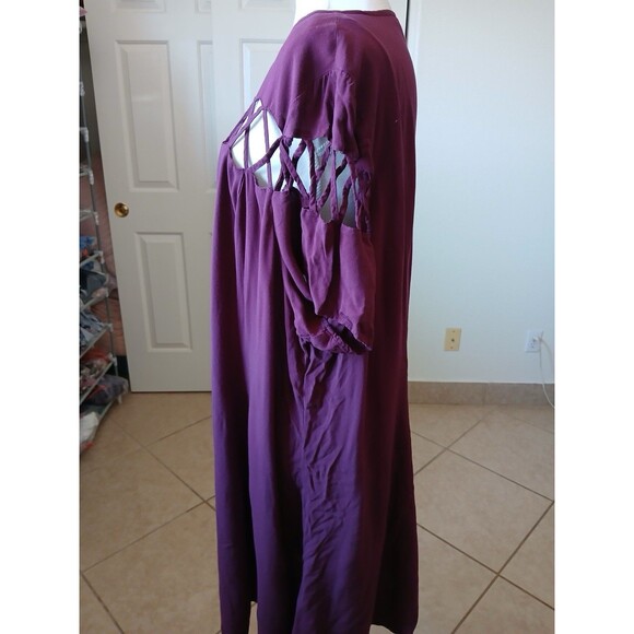 Torrid Dress Purple Challis Lattice Cutout Short Sleeve Trapeze Swing Size 3X - Picture 7 of 16